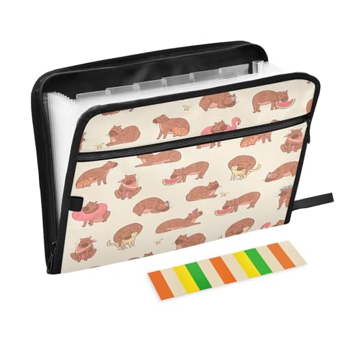Kcldeci Capybara Fächermappe mit niedlichem Tiermotiv, 13 Fächer, Akkordeon-Ordner, A4, Briefgröße, Papier, Dokumente, Quittungen, Organizer, Akkordean-Aktenordner für Klassenzimmer, Zuhause, Büro und Kcldeci Capybara Fächermappe mit niedlichem Tiermotiv, 13 Fächer, Akkordeon-Ordner, A4, Briefgröße, Papier, Dokumente, Quittungen, Organizer, Akkordean-Aktenordner für Klassenzimmer, Zuhause, Büro und von Kcldeci