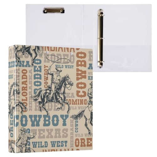Kcldeci Cowboy Rider Ringbuch mit 3 Ringen, 3,8 cm, runder Ring für Papier in Briefgröße, Hardcover-Ordner für Schule, Büro und Zuhause Kcldeci Cowboy Rider Ringbuch mit 3 Ringen, 3,8 cm, runder Ring für Papier in Briefgröße, Hardcover-Ordner für Schule, Büro und Zuhause von Kcldeci