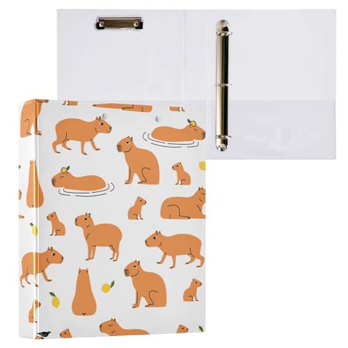 Kcldeci Cute Capibalas Ringbuch mit 3 Ringen, 3,8 cm, runder Ring für Briefpapier, Hardcover-Ordner für Schule, Büro und Zuhause, 2 Stück Kcldeci Cute Capibalas Ringbuch mit 3 Ringen, 3,8 cm, runder Ring für Briefpapier, Hardcover-Ordner für Schule, Büro und Zuhause, 2 Stück von Kcldeci