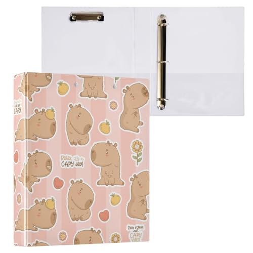 Kcldeci Cute Capybara Ringbuch mit 3 Ringen, gestreift, 3,8 cm, runder Ring für Briefpapier, Hardcover-Ordner für Schule, Büro und Zuhause, 2 Stück Kcldeci Cute Capybara Ringbuch mit 3 Ringen, gestreift, 3,8 cm, runder Ring für Briefpapier, Hardcover-Ordner für Schule, Büro und Zuhause, 2 Stück von Kcldeci