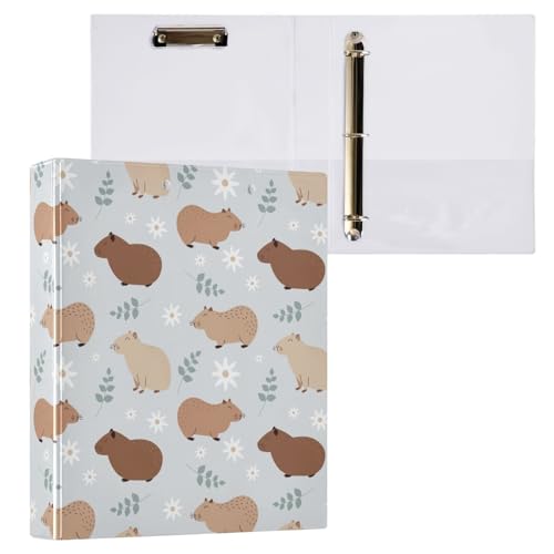 Kcldeci Cute Capybaras Ringbuch mit 3 Ringen, 3,8 cm, runder Ring für Briefpapier, Hardcover-Ordner für Schule, Büro und Zuhause, 1 Stück Kcldeci Cute Capybaras Ringbuch mit 3 Ringen, 3,8 cm, runder Ring für Briefpapier, Hardcover-Ordner für Schule, Büro und Zuhause, 1 Stück von Kcldeci