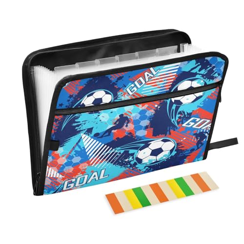 Kcldeci Fächermappe, Fußball-Muster, 13 Taschen, Akkordeon-Aktenordner, A4, Briefgröße, Dokumente, Quittungen, Organizer, Akkordean-Aktenordner für Klassenzimmer, Zuhause, Büro und Kcldeci Fächermappe, Fußball-Muster, 13 Taschen, Akkordeon-Aktenordner, A4, Briefgröße, Dokumente, Quittungen, Organizer, Akkordean-Aktenordner für Klassenzimmer, Zuhause, Büro und von Kcldeci