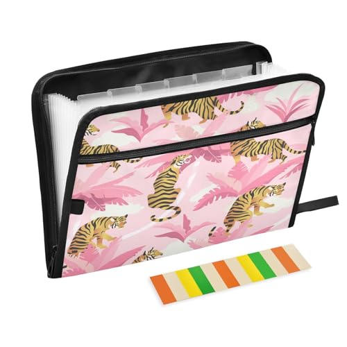 Kcldeci Fächermappe, Tiger mit tropischen Blättern, 13 Taschen, Akkordeon-Aktenordner, A4, Briefgröße, Papier, Dokumente, Quittungen, Organizer, Akkordean-Aktenordner für Klassenzimmer, Zuhause, Büro Kcldeci Fächermappe, Tiger mit tropischen Blättern, 13 Taschen, Akkordeon-Aktenordner, A4, Briefgröße, Papier, Dokumente, Quittungen, Organizer, Akkordean-Aktenordner für Klassenzimmer, Zuhause, Büro von Kcldeci