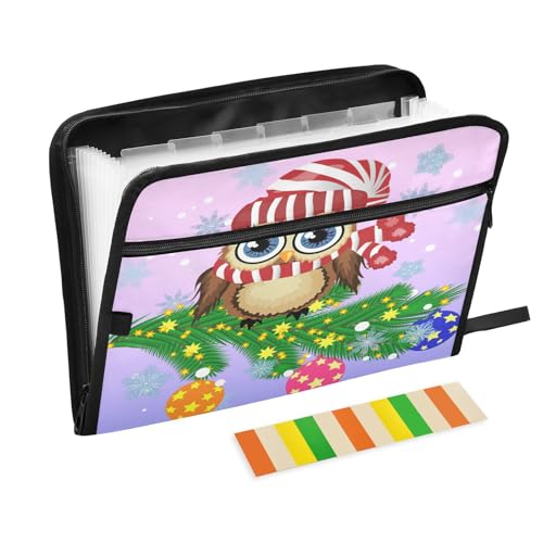 Kcldeci Fächermappe, Weihnachts-Eule auf einem Ast mit Ballon, 13 Taschen, Akkordeon-Aktenordner, A4, Briefgröße, Papier, Dokumente, Quittungen, Organizer, Akkordean-Aktenordner für Klassenzimmer Kcldeci Fächermappe, Weihnachts-Eule auf einem Ast mit Ballon, 13 Taschen, Akkordeon-Aktenordner, A4, Briefgröße, Papier, Dokumente, Quittungen, Organizer, Akkordean-Aktenordner für Klassenzimmer von Kcldeci