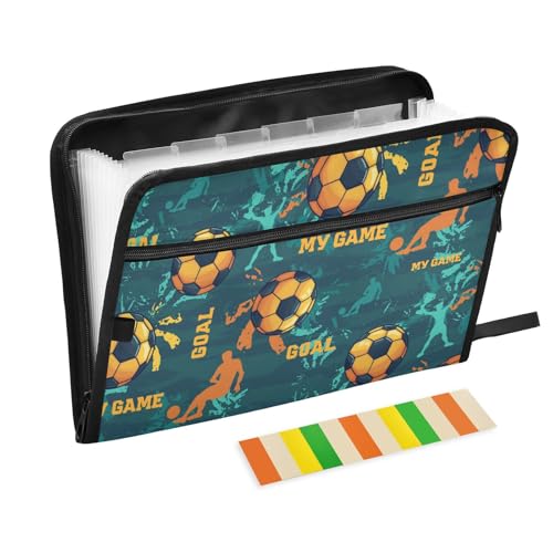 Kcldeci Fächermappe, blau und gelb, Fußballball, 13 Taschen, Akkordeon-Aktenordner, A4, Briefgröße, Papier, Dokumente, Quittungen, Organizer, Akkordean-Aktenordner für Klassenzimmer, Zuhause, Büro und Kcldeci Fächermappe, blau und gelb, Fußballball, 13 Taschen, Akkordeon-Aktenordner, A4, Briefgröße, Papier, Dokumente, Quittungen, Organizer, Akkordean-Aktenordner für Klassenzimmer, Zuhause, Büro und von Kcldeci