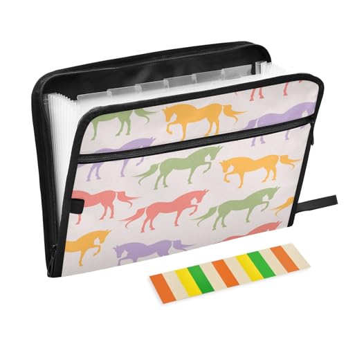 Kcldeci Fächermappe, bunte Pferde, modern, 13 Taschen, Akkordeon-Aktenhalter, Organizer, A4, Briefgröße, Papier, Dokumente, Quittungen, Organizer, Akkordean-Aktenordner Kcldeci Fächermappe, bunte Pferde, modern, 13 Taschen, Akkordeon-Aktenhalter, Organizer, A4, Briefgröße, Papier, Dokumente, Quittungen, Organizer, Akkordean-Aktenordner von Kcldeci