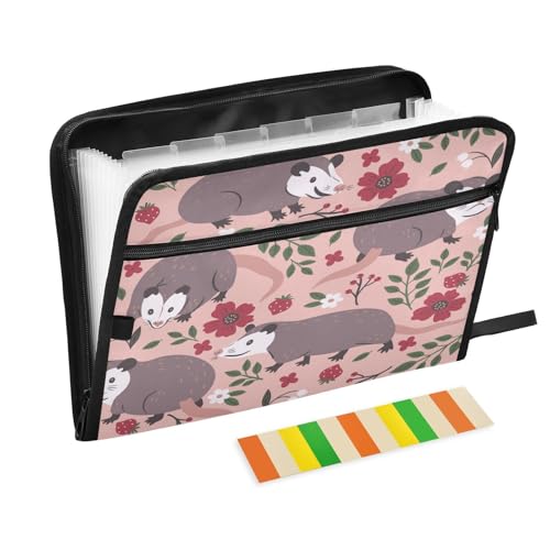 Kcldeci Fächermappe, niedliche Opossums-Blumen und Beeren, 13 Taschen, Akkordeon-Aktenordner, A4, Briefgröße, Papier, Dokumente, Quittungen, Organizer, Akkordean-Aktenordner für Klassenzimmer, Zuhause Kcldeci Fächermappe, niedliche Opossums-Blumen und Beeren, 13 Taschen, Akkordeon-Aktenordner, A4, Briefgröße, Papier, Dokumente, Quittungen, Organizer, Akkordean-Aktenordner für Klassenzimmer, Zuhause von Kcldeci
