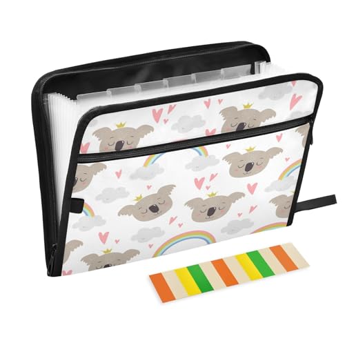 Kcldeci Fächermappe, niedlicher Cartoon-Koala und Regenbogen, 13 Taschen, Akkordeon-Aktenordner, A4, Briefgröße, Papier, Dokumente, Quittungen, Organizer, Akkordean-Aktenordner für Klassenzimmer Kcldeci Fächermappe, niedlicher Cartoon-Koala und Regenbogen, 13 Taschen, Akkordeon-Aktenordner, A4, Briefgröße, Papier, Dokumente, Quittungen, Organizer, Akkordean-Aktenordner für Klassenzimmer von Kcldeci
