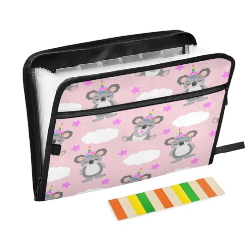 Kcldeci Fächermappe, niedliches Einhorn-Koala, 13 Taschen, Akkordeon-Aktenhalter, Organizer, A4, Briefgröße, Papier, Dokumente, Quittungen, Organizer, Akkordean-Aktenordner Kcldeci Fächermappe, niedliches Einhorn-Koala, 13 Taschen, Akkordeon-Aktenhalter, Organizer, A4, Briefgröße, Papier, Dokumente, Quittungen, Organizer, Akkordean-Aktenordner von Kcldeci