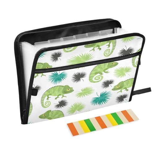 Kcldeci Fächermappe, tropische Chamäleons und Palmblätter, 13 Taschen, Akkordeon-Aktenhalter, Organizer, A4, Briefgröße, Papier, Dokumente, Quittungen, Organizer, Akkordean-Aktenordner Kcldeci Fächermappe, tropische Chamäleons und Palmblätter, 13 Taschen, Akkordeon-Aktenhalter, Organizer, A4, Briefgröße, Papier, Dokumente, Quittungen, Organizer, Akkordean-Aktenordner von Kcldeci