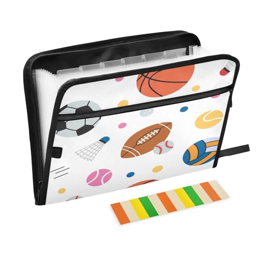 Kcldeci Fächermappe Basketball American Football, 13 Fächer, Akkordeon-Ordner, A4, Briefgröße, Papier, Dokumente, Quittungen, Organizer, Akkordean-Aktenordner für Klassenzimmer, Zuhause, Büro und Kcldeci Fächermappe Basketball American Football, 13 Fächer, Akkordeon-Ordner, A4, Briefgröße, Papier, Dokumente, Quittungen, Organizer, Akkordean-Aktenordner für Klassenzimmer, Zuhause, Büro und von Kcldeci