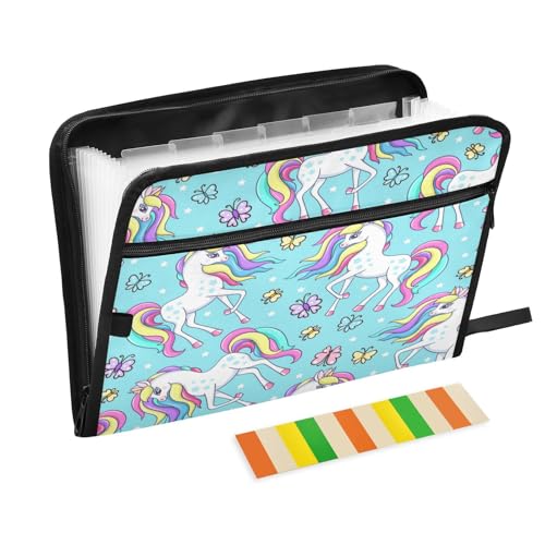 Kcldeci Fächermappe Einhörner und Schmetterlinge, F 13 Taschen, Akkordeon-Aktenhalter, Organizer, A4, Briefgröße, Papier, Dokumente, Quittungen, Organizer, Akkordean-Aktenordner Kcldeci Fächermappe Einhörner und Schmetterlinge, F 13 Taschen, Akkordeon-Aktenhalter, Organizer, A4, Briefgröße, Papier, Dokumente, Quittungen, Organizer, Akkordean-Aktenordner von Kcldeci