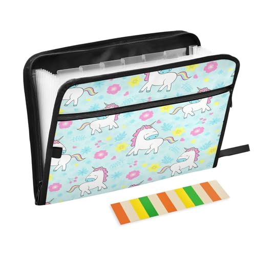 Kcldeci Fächermappe Einhörner und niedliche Blumen, 13 Taschen, Akkordeon-Aktenhalter, Organizer, A4, Briefgröße, Papier, Dokumente, Quittungen, Organizer, Akkordean-Aktenordner Kcldeci Fächermappe Einhörner und niedliche Blumen, 13 Taschen, Akkordeon-Aktenhalter, Organizer, A4, Briefgröße, Papier, Dokumente, Quittungen, Organizer, Akkordean-Aktenordner von Kcldeci