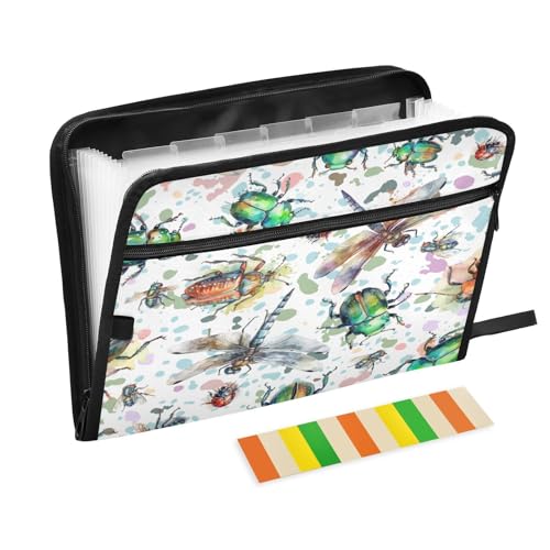 Kcldeci Fächermappe Käfer auf einem weißen Akkordeon-Ordner, 13 Fächer, A4, Briefgröße, Papier, Dokumente, Quittungen, Organizer, Akkordean-Aktenordner für Klassenzimmer, Zuhause, Büro und Reisen Kcldeci Fächermappe Käfer auf einem weißen Akkordeon-Ordner, 13 Fächer, A4, Briefgröße, Papier, Dokumente, Quittungen, Organizer, Akkordean-Aktenordner für Klassenzimmer, Zuhause, Büro und Reisen von Kcldeci