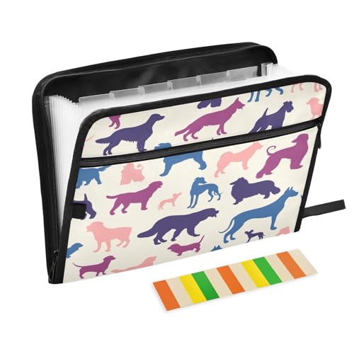 Kcldeci Fächermappe für Hunde verschiedener Rassen, 13 Fächer, Akkordeon-Ordner, A4, Briefgröße, Papier, Dokumente, Quittungen, Organizer, Akkordean-Aktenordner für Klassenzimmer, Zuhause, Büro und Kcldeci Fächermappe für Hunde verschiedener Rassen, 13 Fächer, Akkordeon-Ordner, A4, Briefgröße, Papier, Dokumente, Quittungen, Organizer, Akkordean-Aktenordner für Klassenzimmer, Zuhause, Büro und von Kcldeci
