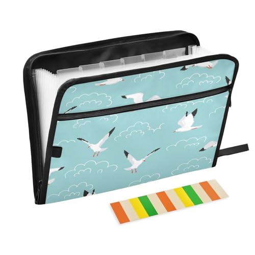 Kcldeci Fächermappe mit 13 Fächern, Motiv: Möwe, Motiv: fliegende Marine-Vögel, Akkordeon-Ordner, A4, Briefgröße, Papier, Dokumente, Quittungen, Organizer, Akkordean-Aktenordner für Klassenzimmer Kcldeci Fächermappe mit 13 Fächern, Motiv: Möwe, Motiv: fliegende Marine-Vögel, Akkordeon-Ordner, A4, Briefgröße, Papier, Dokumente, Quittungen, Organizer, Akkordean-Aktenordner für Klassenzimmer von Kcldeci