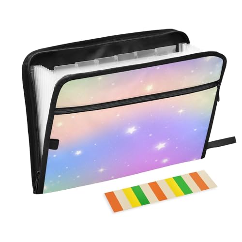 Kcldeci Fächermappe mit Einhorn-Himmel, Glitzersternen, 13 Fächer, Akkordeon-Ordner, A4, Briefgröße, Papier, Dokumente, Quittungen, Organizer, Akkordean-Aktenordner für Klassenzimmer, Zuhause, Büro Kcldeci Fächermappe mit Einhorn-Himmel, Glitzersternen, 13 Fächer, Akkordeon-Ordner, A4, Briefgröße, Papier, Dokumente, Quittungen, Organizer, Akkordean-Aktenordner für Klassenzimmer, Zuhause, Büro von Kcldeci