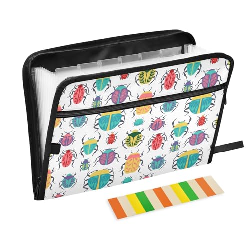 Kcldeci Fächermappe mit Käfer mit Blumen, 13 Fächer, Akkordeon-Ordner, A4, Briefgröße, Papier, Dokumente, Quittungen, Organizer, Akkordean-Aktenordner für Klassenzimmer, Zuhause, Büro und Reisen Kcldeci Fächermappe mit Käfer mit Blumen, 13 Fächer, Akkordeon-Ordner, A4, Briefgröße, Papier, Dokumente, Quittungen, Organizer, Akkordean-Aktenordner für Klassenzimmer, Zuhause, Büro und Reisen von Kcldeci