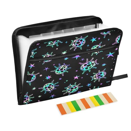Kcldeci Fächermappe mit Marienkäfern und Sternen, 13 Fächer, Akkordeon-Ordner, A4, Briefgröße, Papier, Dokumente, Quittungen, Organizer, Akkordean-Aktenordner für Klassenzimmer, Zuhause, Offic Kcldeci Fächermappe mit Marienkäfern und Sternen, 13 Fächer, Akkordeon-Ordner, A4, Briefgröße, Papier, Dokumente, Quittungen, Organizer, Akkordean-Aktenordner für Klassenzimmer, Zuhause, Offic von Kcldeci