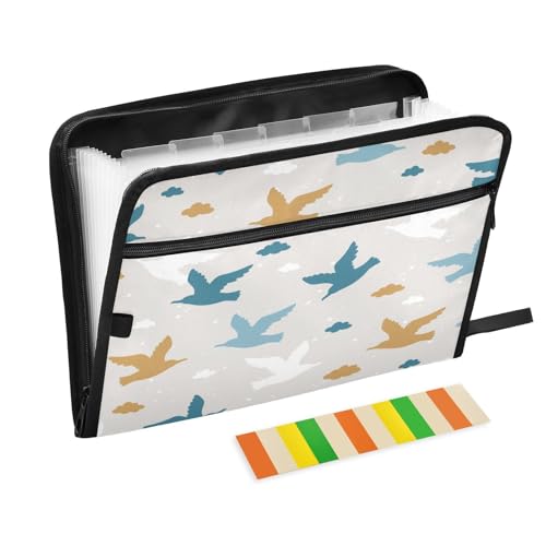 Kcldeci Fächermappe mit Vögeln, Möwen und Wolken, 13 Fächer, Akkordeon-Ordner, A4, Briefgröße, Papier, Dokumente, Quittungen, Organizer, Akkordean-Aktenordner für Klassenzimmer, Zuhause, Büro und Kcldeci Fächermappe mit Vögeln, Möwen und Wolken, 13 Fächer, Akkordeon-Ordner, A4, Briefgröße, Papier, Dokumente, Quittungen, Organizer, Akkordean-Aktenordner für Klassenzimmer, Zuhause, Büro und von Kcldeci