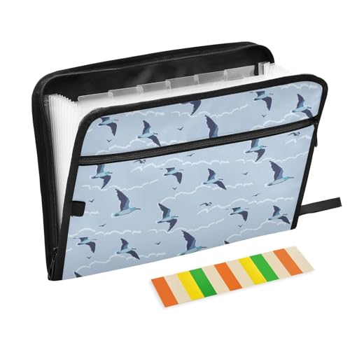 Kcldeci Fächermappe mit fliegenden Möwen, 13 Fächer, Akkordeon-Ordner, A4, Briefgröße, Papier, Dokumente, Quittungen, Organizer, Akkordean-Aktenordner für Klassenzimmer, Zuhause, Büro und Reisen Kcldeci Fächermappe mit fliegenden Möwen, 13 Fächer, Akkordeon-Ordner, A4, Briefgröße, Papier, Dokumente, Quittungen, Organizer, Akkordean-Aktenordner für Klassenzimmer, Zuhause, Büro und Reisen von Kcldeci