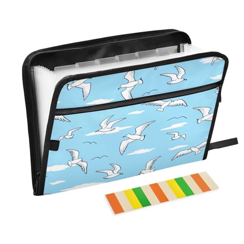 Kcldeci Fächermappe mit fliegenden Möwen und Vögeln, 13 Fächer, Akkordeon-Ordner, A4, Briefgröße, Papier, Dokumente, Quittungen, Organizer, Akkordean-Aktenordner für Klassenzimmer, Zuhause, Büro und Kcldeci Fächermappe mit fliegenden Möwen und Vögeln, 13 Fächer, Akkordeon-Ordner, A4, Briefgröße, Papier, Dokumente, Quittungen, Organizer, Akkordean-Aktenordner für Klassenzimmer, Zuhause, Büro und von Kcldeci