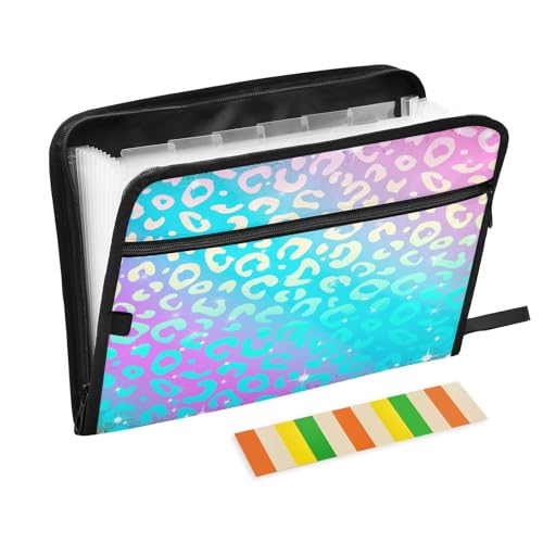 Kcldeci Fächermappe mit glänzendem Regenbogen-Leopardenmuster, 13 Fächer, Akkordeon-Ordner, A4, Briefgröße, Papier, Dokumente, Quittungen, Organizer, Akkordean-Aktenordner für Klassenzimmer, Zuhause Kcldeci Fächermappe mit glänzendem Regenbogen-Leopardenmuster, 13 Fächer, Akkordeon-Ordner, A4, Briefgröße, Papier, Dokumente, Quittungen, Organizer, Akkordean-Aktenordner für Klassenzimmer, Zuhause von Kcldeci