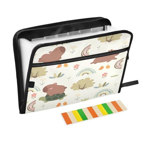Kcldeci Fächermappe mit niedlichem Capybaras-Motiv mit Buschvögeln, 13 Fächern, Akkordeon-Ordner, A4, Briefgröße, Papier, Dokumente, Quittungen, Organizer, Akkordean-Aktenordner für Klassenzimmer Kcldeci Fächermappe mit niedlichem Capybaras-Motiv mit Buschvögeln, 13 Fächern, Akkordeon-Ordner, A4, Briefgröße, Papier, Dokumente, Quittungen, Organizer, Akkordean-Aktenordner für Klassenzimmer von Kcldeci