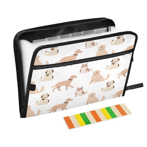 Kcldeci Fächermappe mit niedlichem Hunde-Design, 13 Fächer, Akkordeon-Ordner, A4, Briefgröße, Papier, Dokumente, Quittungen, Organizer, Akkordean-Aktenordner für Klassenzimmer, Zuhause, Büro und Kcldeci Fächermappe mit niedlichem Hunde-Design, 13 Fächer, Akkordeon-Ordner, A4, Briefgröße, Papier, Dokumente, Quittungen, Organizer, Akkordean-Aktenordner für Klassenzimmer, Zuhause, Büro und von Kcldeci