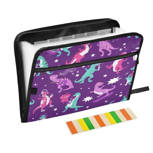 Kcldeci Fächermappe mit niedlichen Dinosauriern, 13 Fächern, Akkordeon-Ordner, A4, Briefgröße, Papier, Dokumente, Quittungen, Organizer, Akkordean-Aktenordner für Klassenzimmer, Zuhause, Büro und Kcldeci Fächermappe mit niedlichen Dinosauriern, 13 Fächern, Akkordeon-Ordner, A4, Briefgröße, Papier, Dokumente, Quittungen, Organizer, Akkordean-Aktenordner für Klassenzimmer, Zuhause, Büro und von Kcldeci