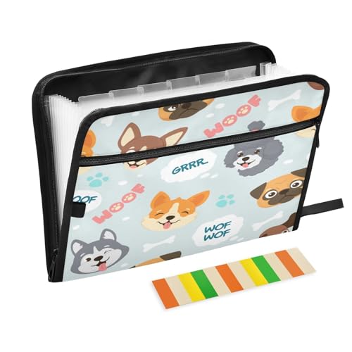 Kcldeci Fächermappe mit niedlichen Hundegesichtern, 13 Fächern, Akkordeon-Ordner, A4, Briefgröße, Papier, Dokumente, Quittungen, Organizer, Akkordean-Aktenordner für Klassenzimmer, Zuhause, Büro Kcldeci Fächermappe mit niedlichen Hundegesichtern, 13 Fächern, Akkordeon-Ordner, A4, Briefgröße, Papier, Dokumente, Quittungen, Organizer, Akkordean-Aktenordner für Klassenzimmer, Zuhause, Büro von Kcldeci