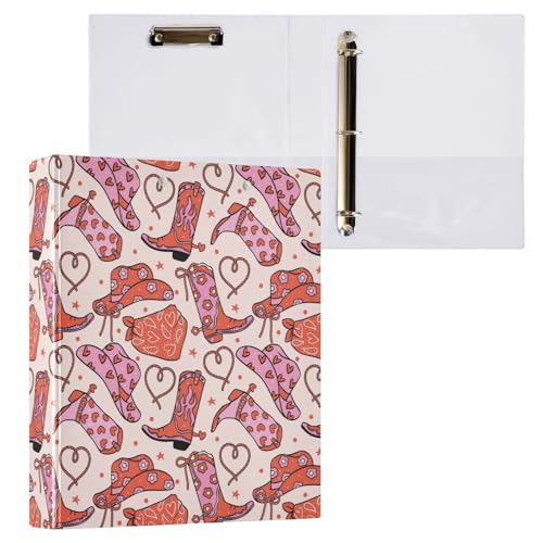 Kcldeci Girly Cowboyhut und Stiefel, 3 Ringordner, 3,8 cm, runder Ring für Briefpapier, Hardcover-Ordner für Schule, Büro und Zuhause, 2 Stück Kcldeci Girly Cowboyhut und Stiefel, 3 Ringordner, 3,8 cm, runder Ring für Briefpapier, Hardcover-Ordner für Schule, Büro und Zuhause, 2 Stück von Kcldeci