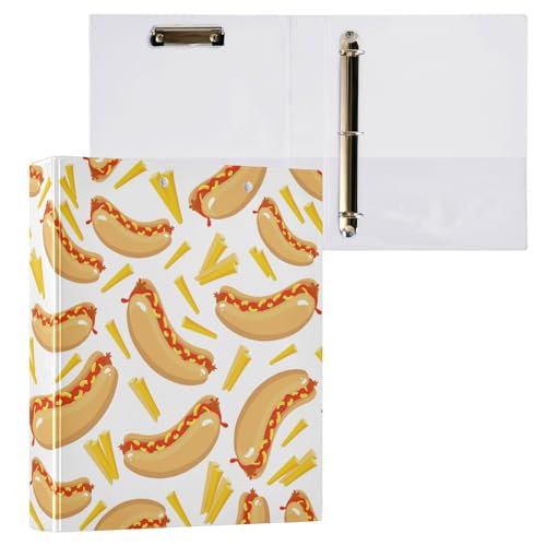 Kcldeci Hot-Dogs und Pommes Frites 3-Ringbuch, 1 Packung, Klemmbrett-Ordner, 3,8 cm, runder Ring für Briefgröße, Hardcover-Ordner für Schule, Büro und Zuhause Kcldeci Hot-Dogs und Pommes Frites 3-Ringbuch, 1 Packung, Klemmbrett-Ordner, 3,8 cm, runder Ring für Briefgröße, Hardcover-Ordner für Schule, Büro und Zuhause von Kcldeci