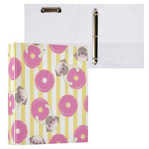 Kcldeci Lustiger Mops und Donut 3-Ringbuch mit 3 Ringen, 3,8 cm, runder Ring für Briefpapier, Hardcover-Ordner für Schule, Büro und Zuhause Kcldeci Lustiger Mops und Donut 3-Ringbuch mit 3 Ringen, 3,8 cm, runder Ring für Briefpapier, Hardcover-Ordner für Schule, Büro und Zuhause von Kcldeci