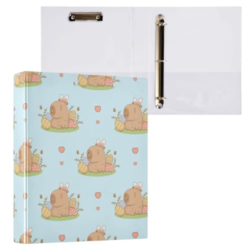 Kcldeci Oster-Capybara mit Hasenohren, 3 Ringbücher, 3,8 cm, runder Ring für Briefpapier, Hardcover-Ordner für Schule, Büro und Zuhause, 2 Stück Kcldeci Oster-Capybara mit Hasenohren, 3 Ringbücher, 3,8 cm, runder Ring für Briefpapier, Hardcover-Ordner für Schule, Büro und Zuhause, 2 Stück von Kcldeci
