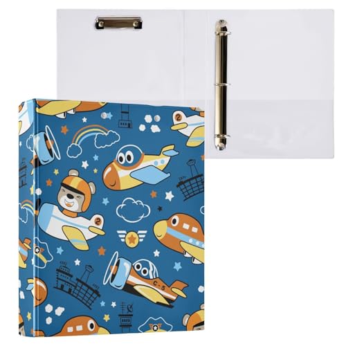 Kcldeci Planes Cartoon Funny Pilot 3-Ringbuch, 1 Packung, Klemmbretter, Aktenordner mit 3,8 cm rundem Ring für Papier in Briefgröße, Hardcover-Ordner für Schule, Büro und Zuhause Kcldeci Planes Cartoon Funny Pilot 3-Ringbuch, 1 Packung, Klemmbretter, Aktenordner mit 3,8 cm rundem Ring für Papier in Briefgröße, Hardcover-Ordner für Schule, Büro und Zuhause von Kcldeci