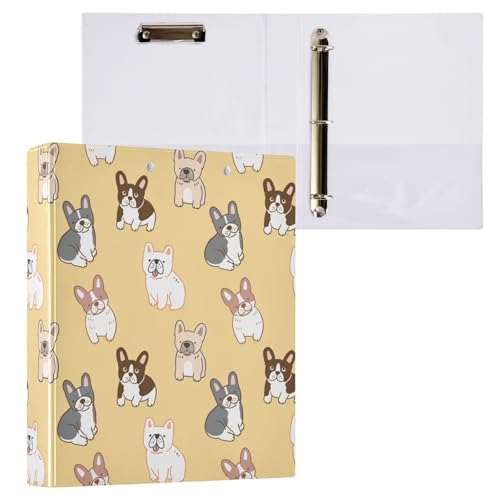 Kcldeci Ringbuch mit 3 Ringen, niedliches Cartoon-Design, französische Bulldogge, 3,8 cm, runder Ring für Briefpapier, gebundener Ordner, Organizer für Schule, Büro und Zuhause, 2 Stück Kcldeci Ringbuch mit 3 Ringen, niedliches Cartoon-Design, französische Bulldogge, 3,8 cm, runder Ring für Briefpapier, gebundener Ordner, Organizer für Schule, Büro und Zuhause, 2 Stück von Kcldeci