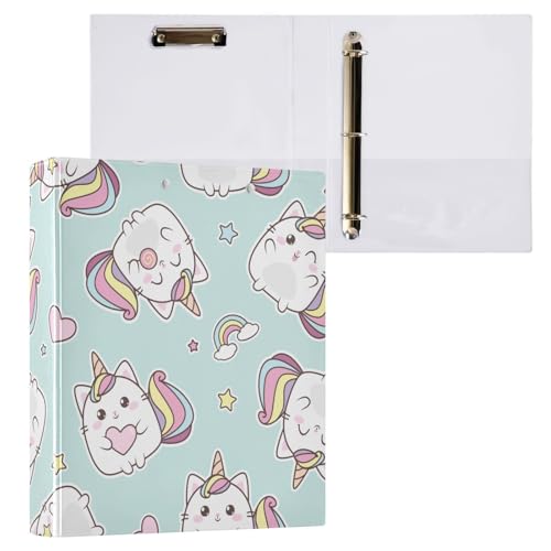 Kcldeci Ringbuch mit niedlichem Katzen- und Kätzchen-Einhorn, 3,8 cm, runder Ring für Papier in Briefgröße, Hardcover-Ordner für Schule, Büro und Zuhause, 2 Stück Kcldeci Ringbuch mit niedlichem Katzen- und Kätzchen-Einhorn, 3,8 cm, runder Ring für Papier in Briefgröße, Hardcover-Ordner für Schule, Büro und Zuhause, 2 Stück von Kcldeci