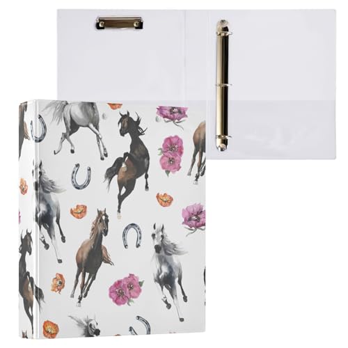 Kcldeci Wild Horses Poppy Hufeisen 3-Ringbuch, 3,8 cm, runder Ring für Briefpapier, Hardcover-Ordner für Schule, Büro und Zuhause, 2 Stück Kcldeci Wild Horses Poppy Hufeisen 3-Ringbuch, 3,8 cm, runder Ring für Briefpapier, Hardcover-Ordner für Schule, Büro und Zuhause, 2 Stück von Kcldeci