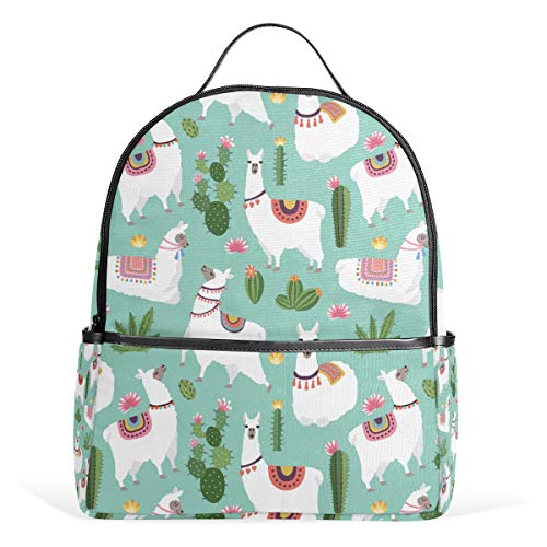 Llama Cactus Alpaka-Rucksack Wasserdicht Schultertasche Book Bag Gym Rucksack Tier Pflanztasche Casual Day Pack Outdoor Reise Sport Tasche für Damen Herren von Kcldeci
