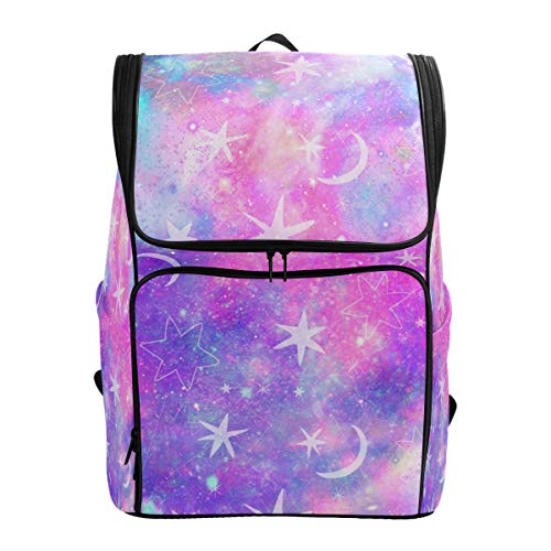 Marmor Galaxy Star Moon Rucksack, wasserdicht, Schultertasche, Sport-Rucksack, Lila Stern Laptop-Tasche Outdoor Reisetasche für Damen Herren von Kcldeci