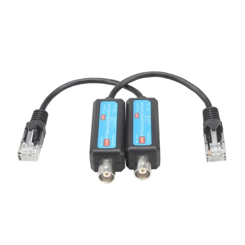 Kcvzitrds 1 Paar IP-Netzwerk-Koaxial-Sender-Empfänger-Extender Aus Blauem und Schwarzem Kunststoff für Kamera 10/100 Mbit/S IP zu Koaxial von Kcvzitrds