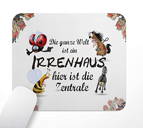 Gaming Office Mauspad,Die ganze Welt ist EIN Irrenhaus Mousepad,Gummi-Basis rutschfeste Mousepad,24×20cm,Computer PC,mit weicher Textiloberfläche und antistatischer Wirkung von KdhrWytuwry