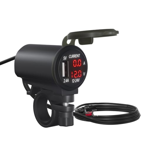 Kdouehg 12-V-Motorrad-USB-Voltmeter-Schnellladegerät mit Schalter, Wasserdichte Handy-Steckdose, Moto-Handystecker B Kdouehg 12-V-Motorrad-USB-Voltmeter-Schnellladegerät mit Schalter, Wasserdichte Handy-Steckdose, Moto-Handystecker B von Kdouehg