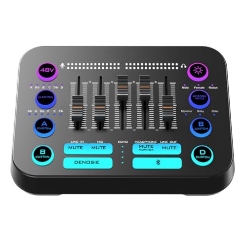 Kdouehg 48 V X1PRO Bluetooth-Audiomixer mit M8-Mikrofon-Voice-Changer zum Singen, Audiokartenaufnahme, Spiel-Audiomixer von Kdouehg