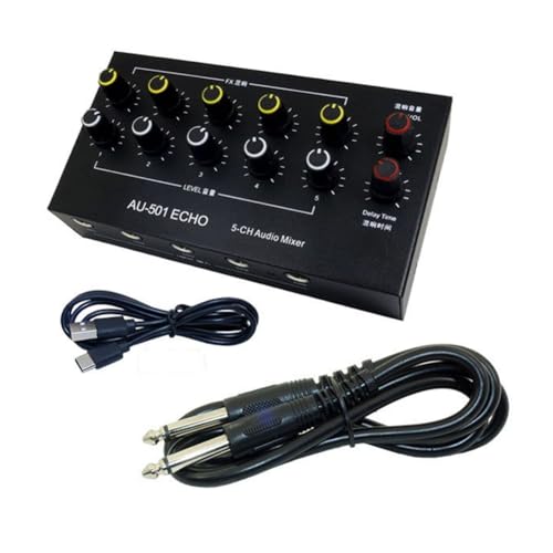 Kdouehg 5-Kanal-Audio-Mixer Tragbare Mini-Mikrofonverlängerung Mischpult mit Reverb Typ-C Wiederaufladbar B Kdouehg 5-Kanal-Audio-Mixer Tragbare Mini-Mikrofonverlängerung Mischpult mit Reverb Typ-C Wiederaufladbar B von Kdouehg