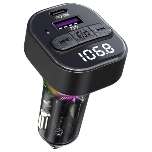 Kdouehg Bluetooth 5.3 FM-Transmitter mit Unterstützung für MP3-Player, Freisprechanlage, LED-Hintergrundbeleuchtung für Autos mit Typ-C PD-Autoladegerät Kdouehg Bluetooth 5.3 FM-Transmitter mit Unterstützung für MP3-Player, Freisprechanlage, LED-Hintergrundbeleuchtung für Autos mit Typ-C PD-Autoladegerät von Kdouehg