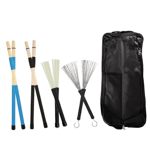 Kdouehg Drumbrush-Set, Drum-Rod-Bürsten, Einziehbare Drum-Drahtbürsten mit Drumstick-Tasche für Anfänger, Kinder und Erwachsene von Kdouehg
