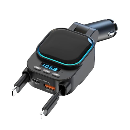 Kdouehg Einziehbares Autoladegerät 96 W mit Bluetooth-Autoadapter, 4-in-1-Schnellladung, Radio Bluetooth 5.3 FM-Transmitter Fürs Auto Kdouehg Einziehbares Autoladegerät 96 W mit Bluetooth-Autoadapter, 4-in-1-Schnellladung, Radio Bluetooth 5.3 FM-Transmitter Fürs Auto von Kdouehg