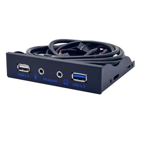 Kdouehg Frontblende 2-Port-USB-3.0-Hub mit HD-Audio und 3,5-Mm-Kopfhörer-/Mikrofonbuchse für PC, Passend für 20-Pin-3,5-Floppy-Bay, Farbe Schwarz Kdouehg Frontblende 2-Port-USB-3.0-Hub mit HD-Audio und 3,5-Mm-Kopfhörer-/Mikrofonbuchse für PC, Passend für 20-Pin-3,5-Floppy-Bay, Farbe Schwarz von Kdouehg